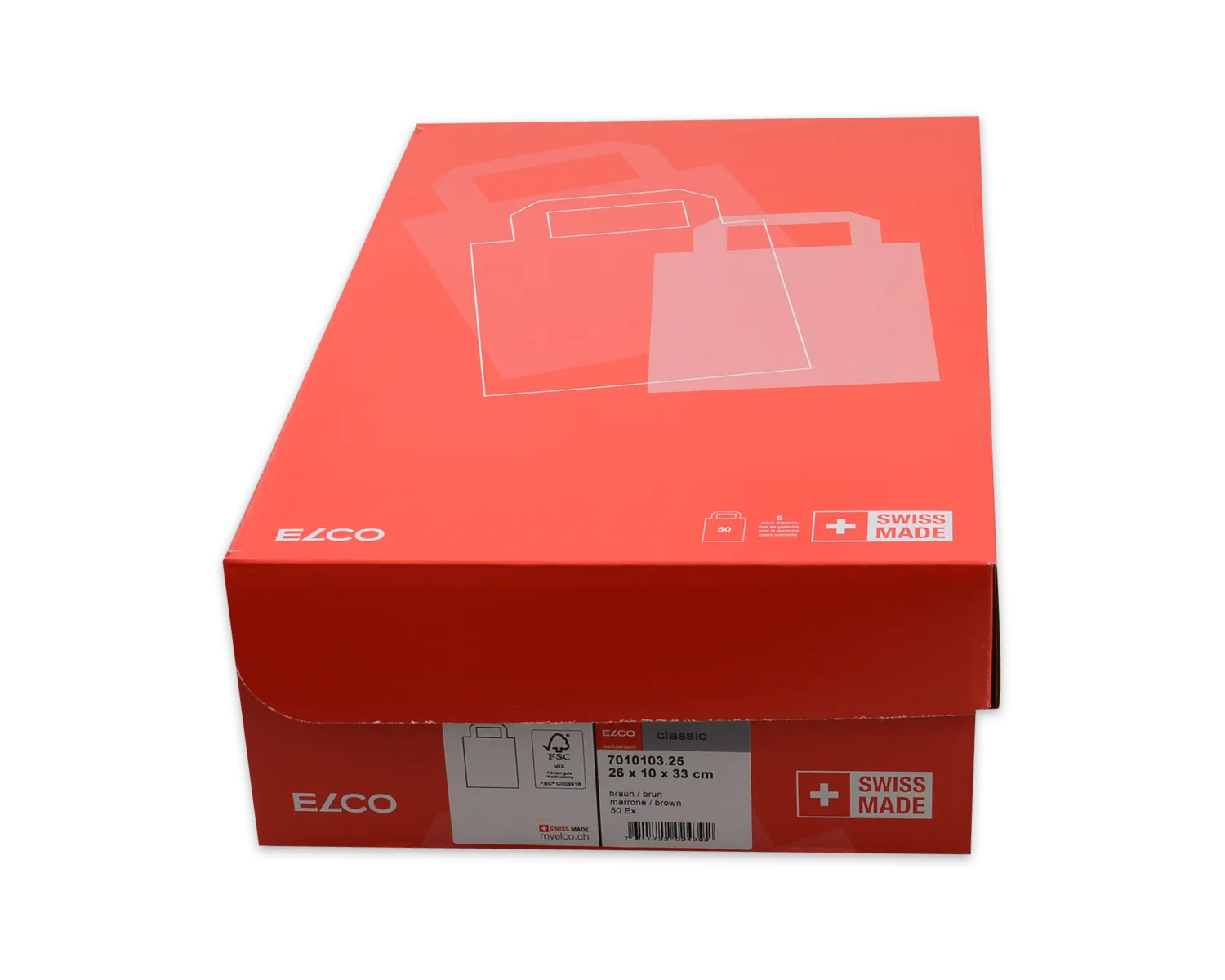 Papiertragetasche, ELCO Classic, 26 x 10 x 33 cm, 90g/m2, braun