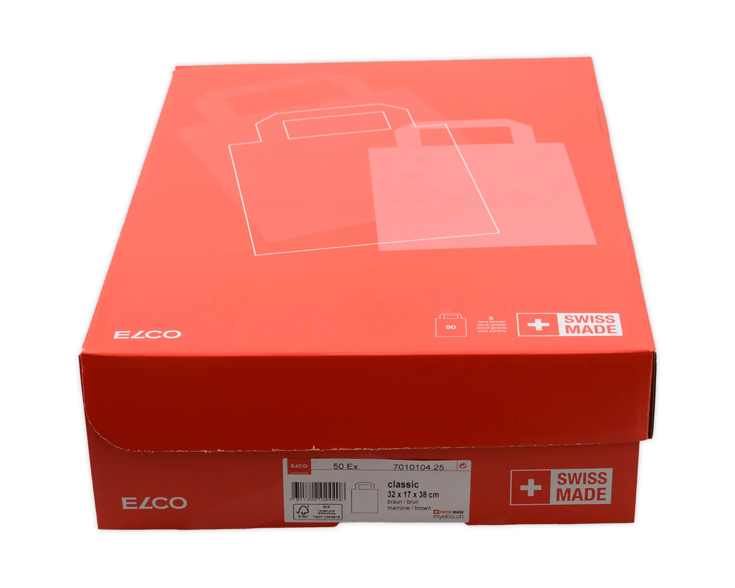 Papiertragetasche, ELCO Classic, 32 x 17 x 38 cm, 110g/m2, braun