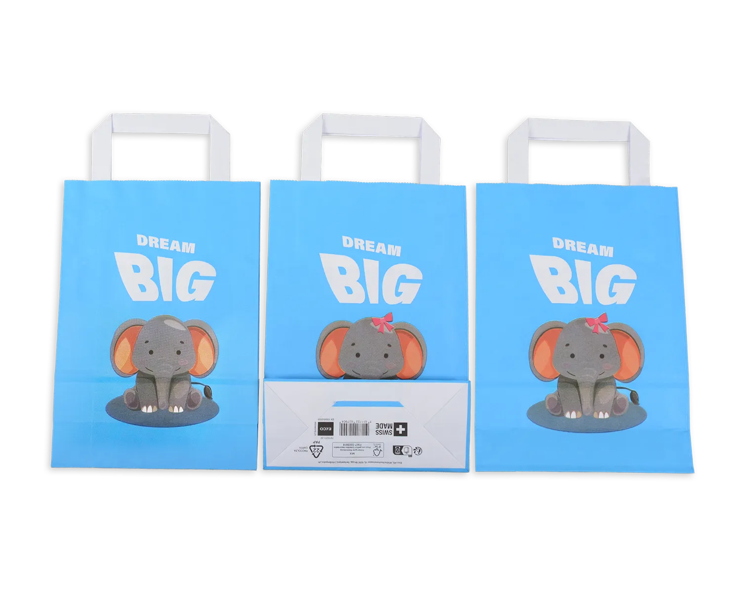 Papiertragetasche, ELCO Color, 18 x 8 x 26 cm, 90g/m2, Elefant