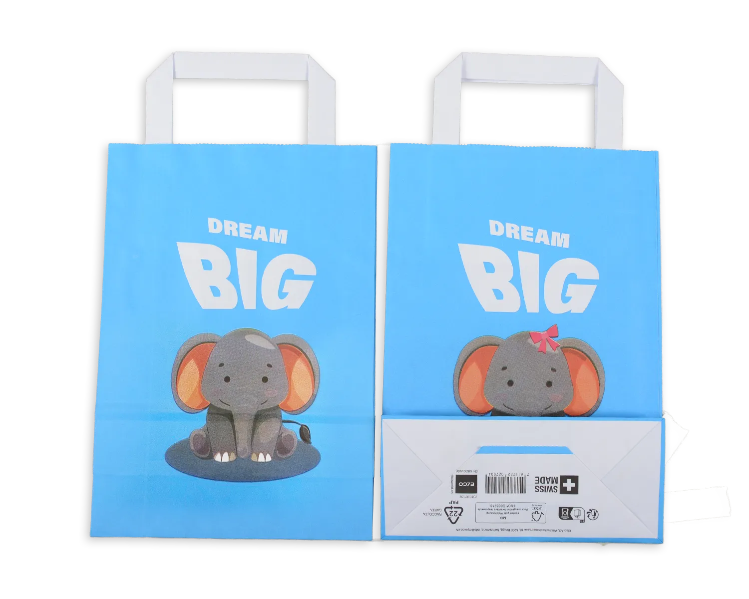 Papiertragetasche, ELCO Color, 18 x 8 x 26 cm, 90g/m2, Elefant