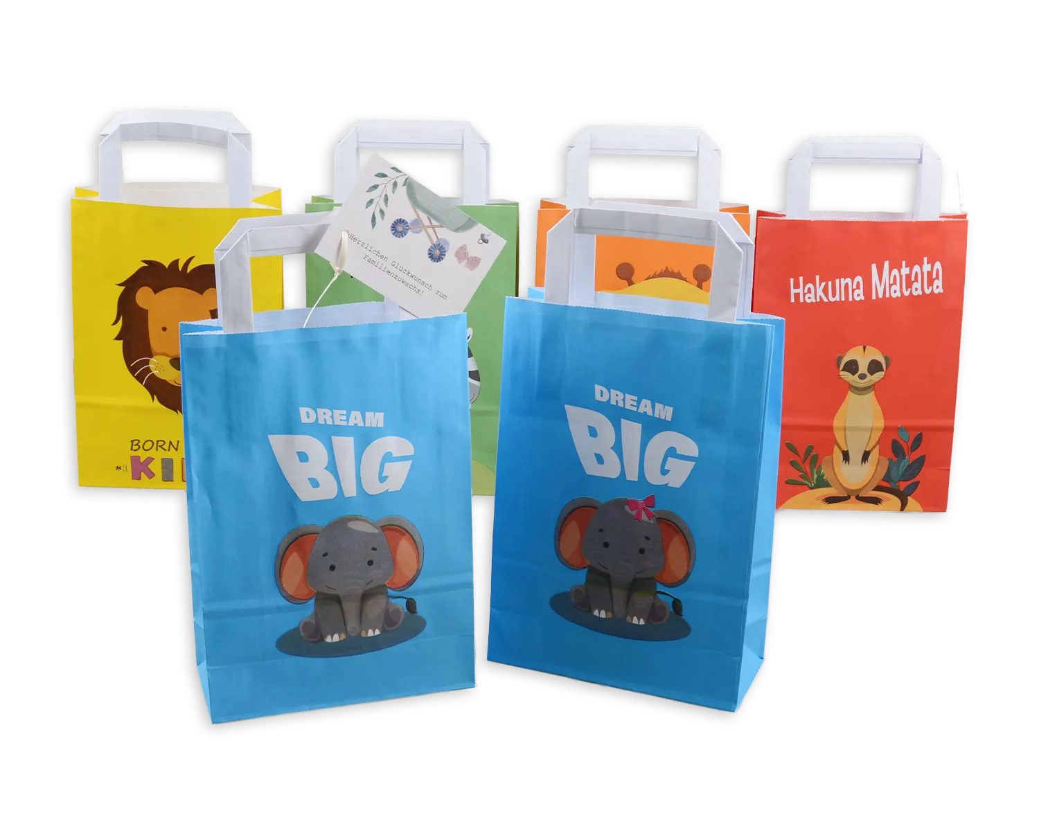 Papiertragetasche, ELCO Color, 18 x 8 x 26 cm, 90g/m2, Elefant