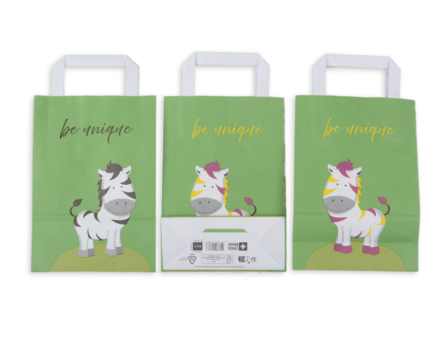 Papiertragetasche, ELCO Color, 18 x 8 x 26 cm, 90g/m2, Zebra