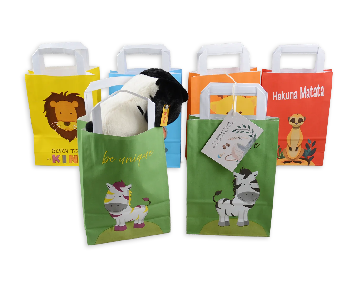 Papiertragetasche, ELCO Color, 18 x 8 x 26 cm, 90g/m2, Zebra