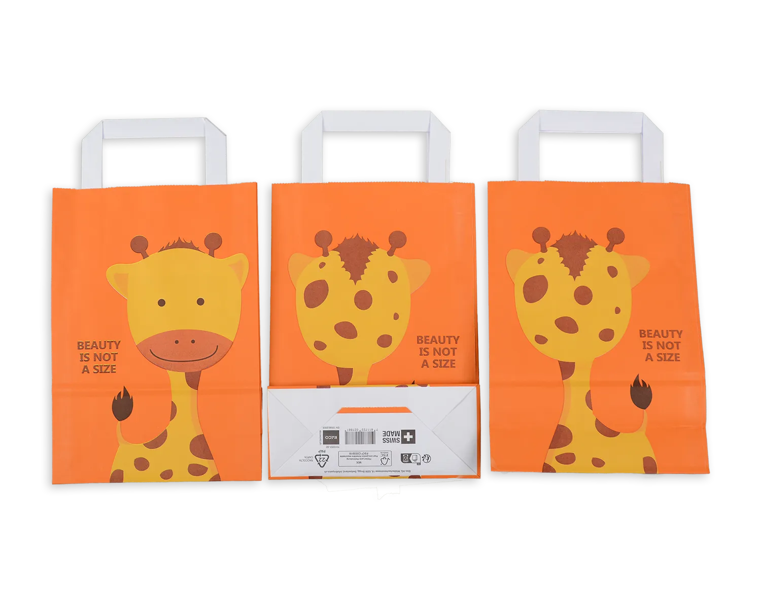 Papiertragetasche, ELCO Color, 18 x 8 x 26 cm, 90g/m2, Giraffe