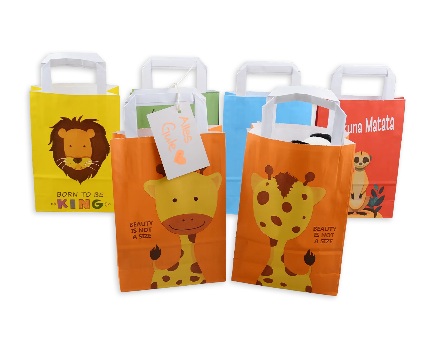 Papiertragetasche, ELCO Color, 18 x 8 x 26 cm, 90g/m2, Giraffe