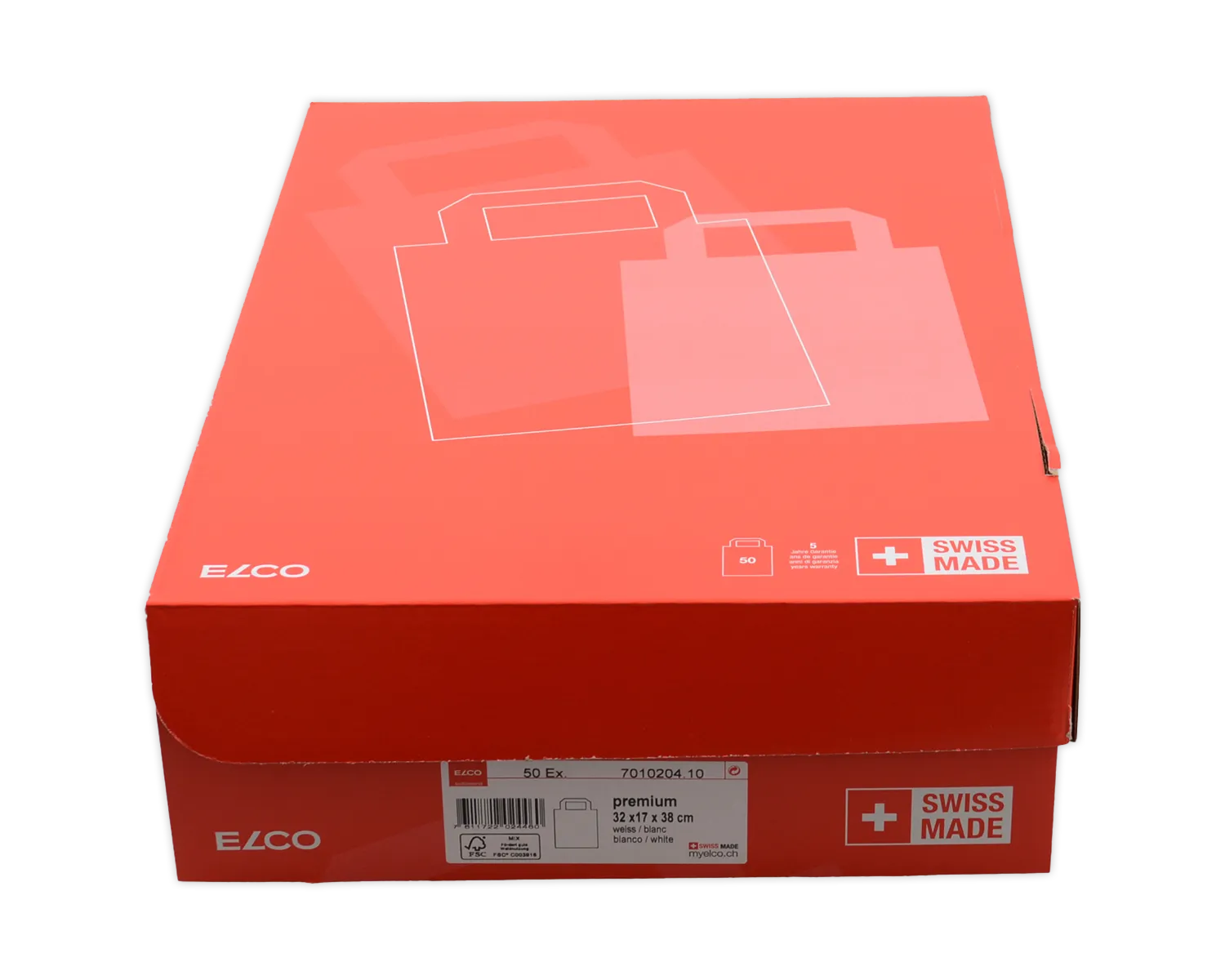 Sac en papier, ELCO Premium, 32 x 17 x 38 cm, 110g/m2, blanc