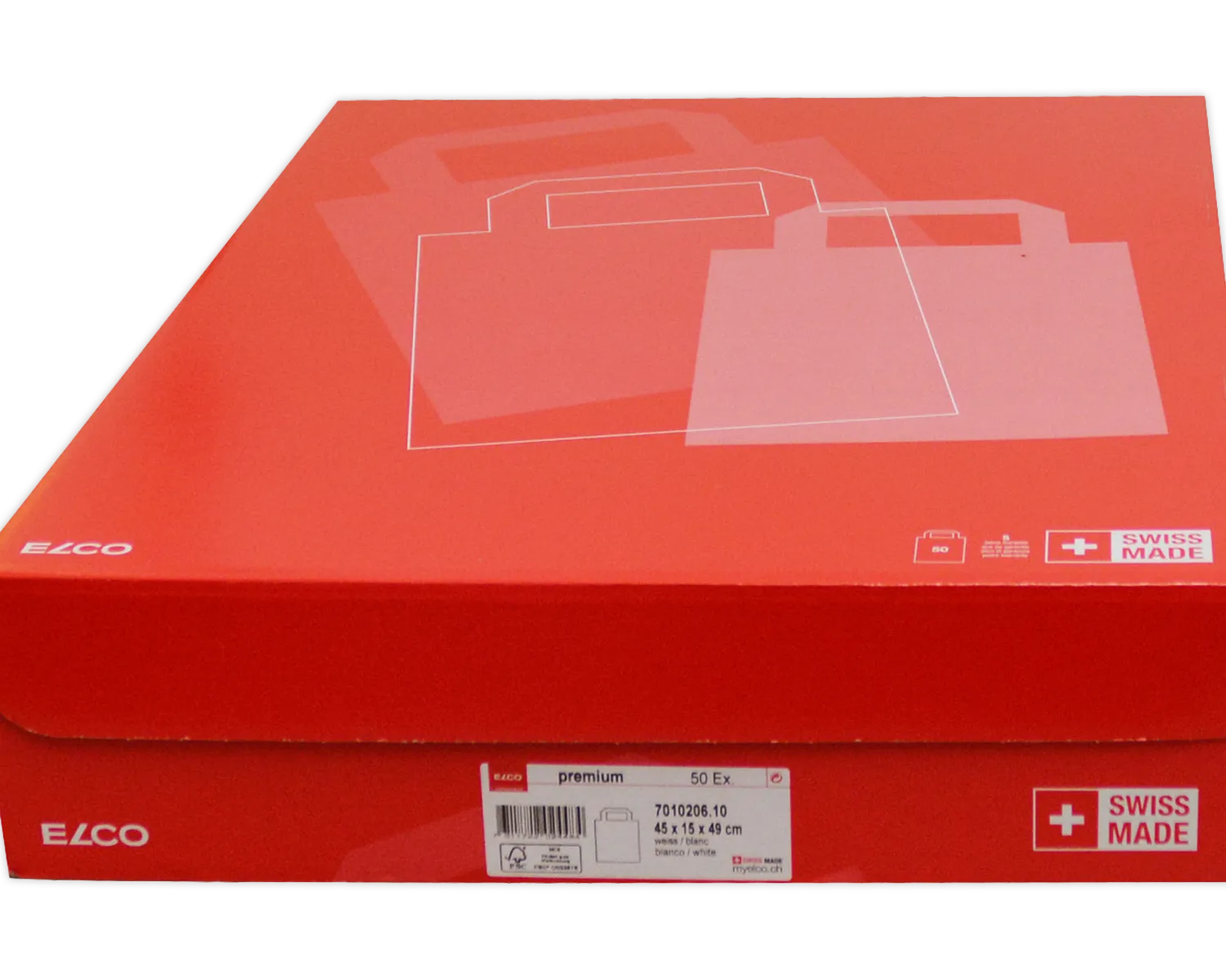 Papiertragetasche, ELCO Premium, 45 x 15 x 49 cm, 110g/m2, weiss