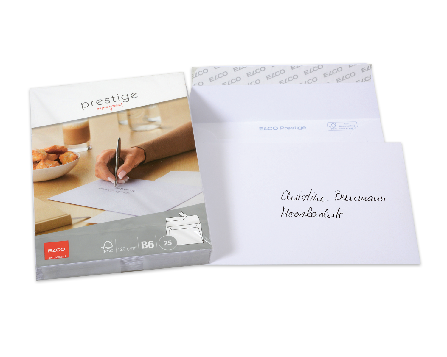 Image of Couvert, ELCO Prestige, B6, ohne Fenster, Haftklebeverschluss, 120g/m2, weiss