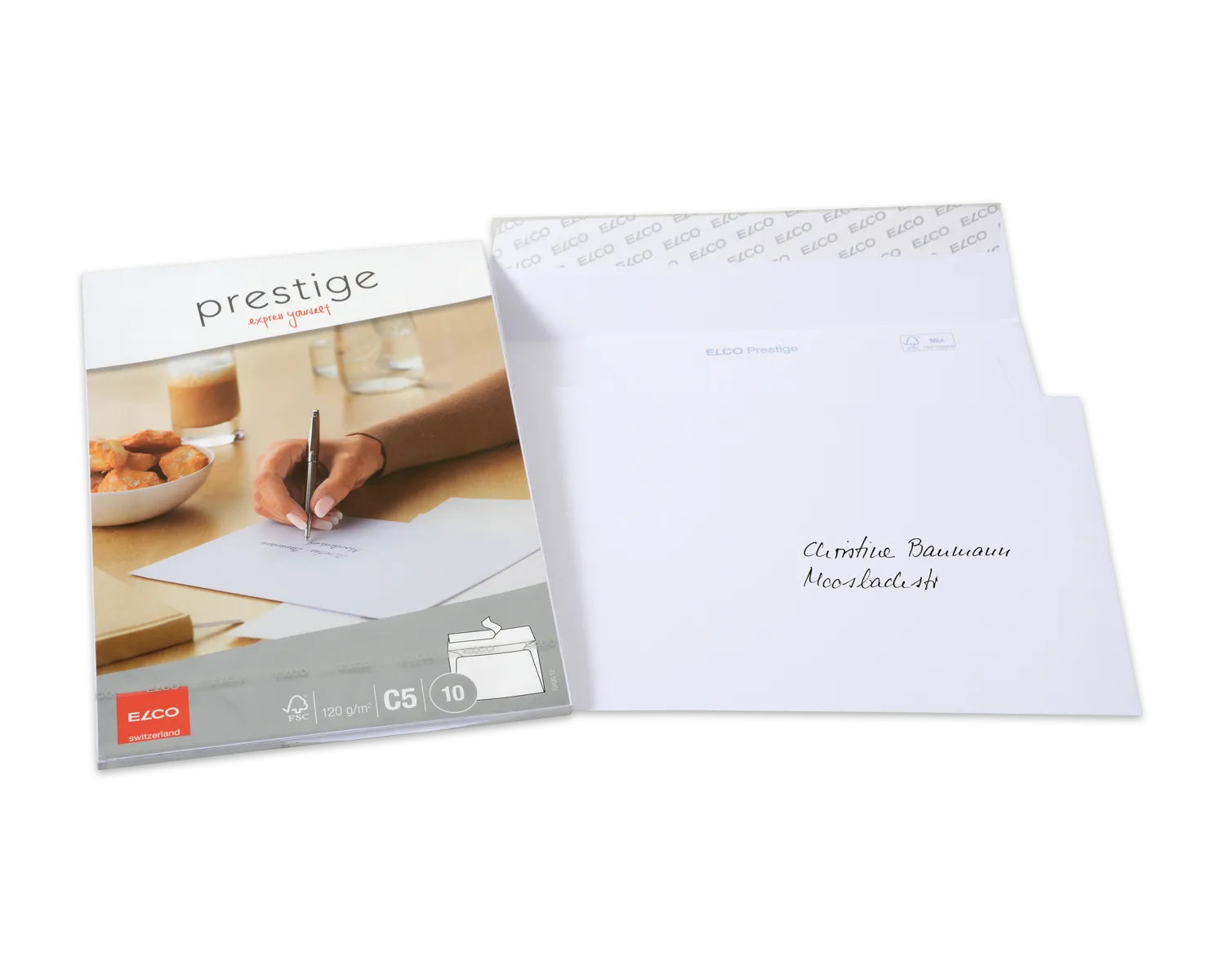 Couvert, ELCO Prestige, C5, ohne Fenster, Haftklebeverschluss, 120g/m2, weiss
