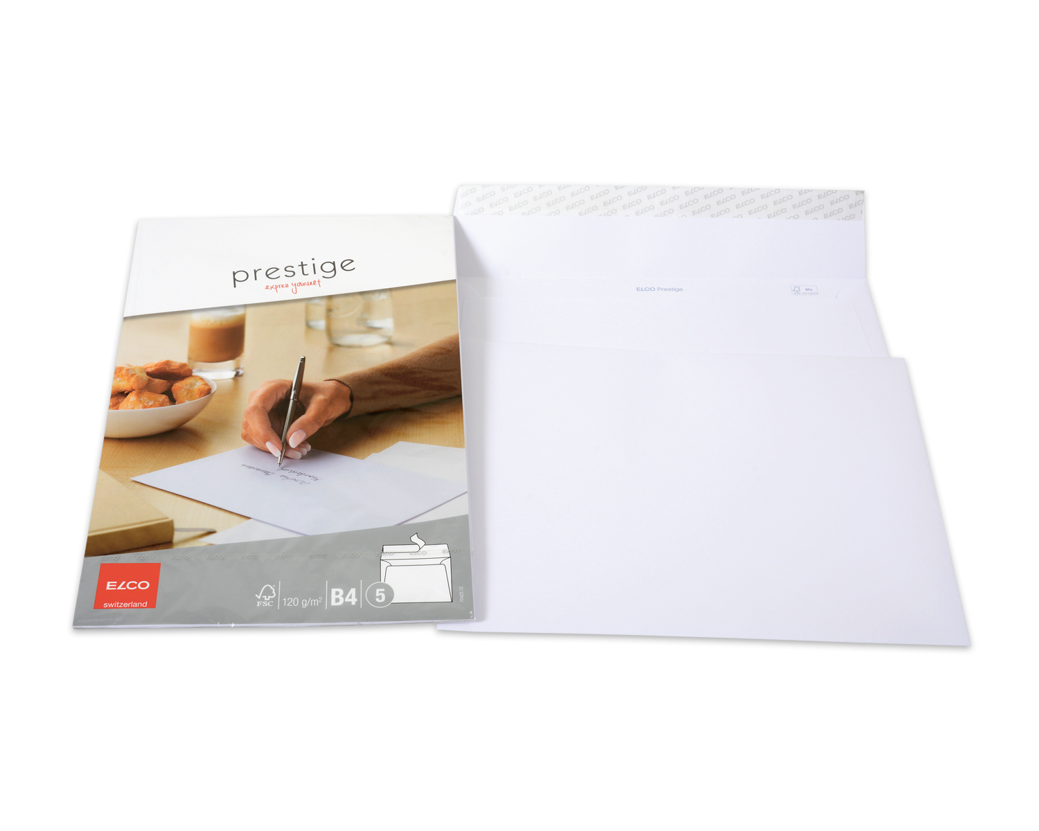Image of Couvert, ELCO Prestige, B4, ohne Fenster, Haftklebeverschluss, 120g/m2, weiss