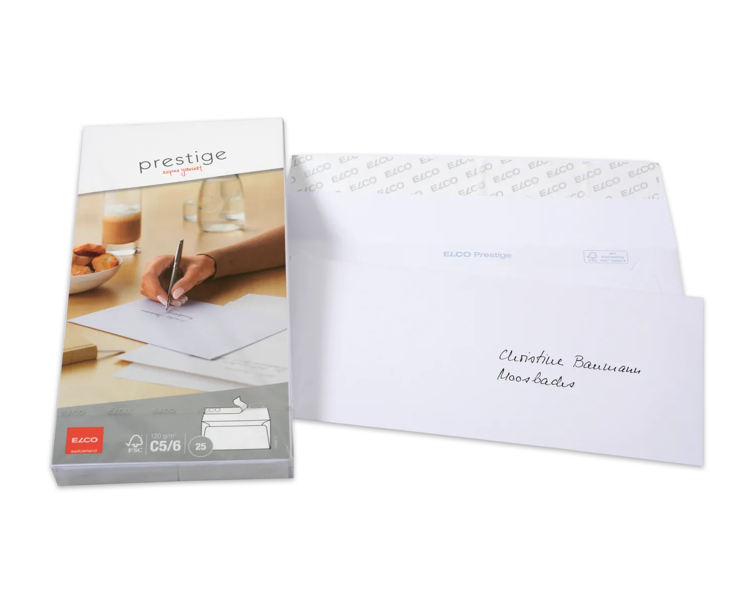 Couvert, ELCO Prestige, C5/6, ohne Fenster, Haftklebeverschluss, 120g/m2, weiss