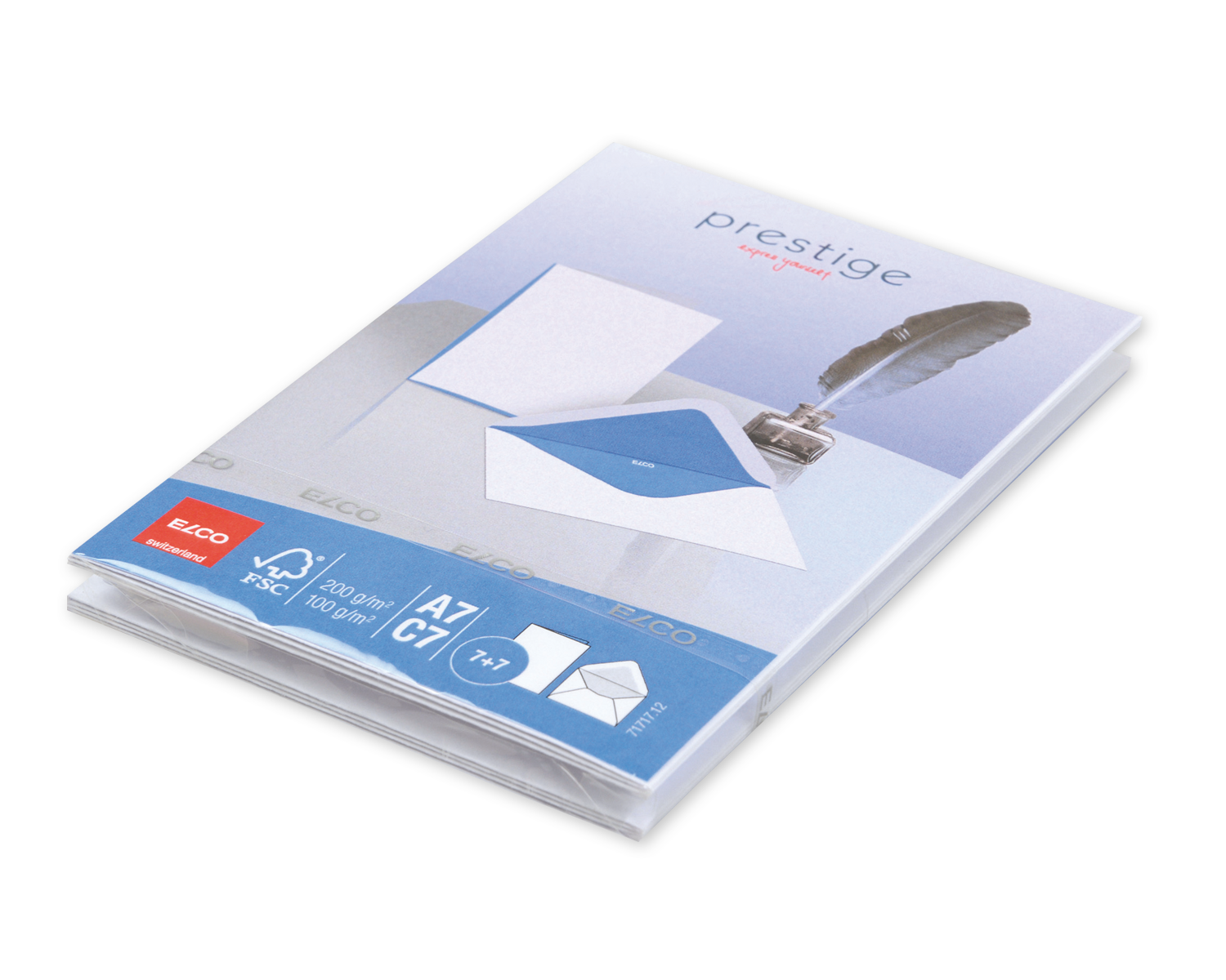 Enveloppes + cartes de correspondance sets, ELCO Prestige, A7 + C7, Sans fenêtre, Patte gommée, 100 + 240g/m2, blanc/bleu