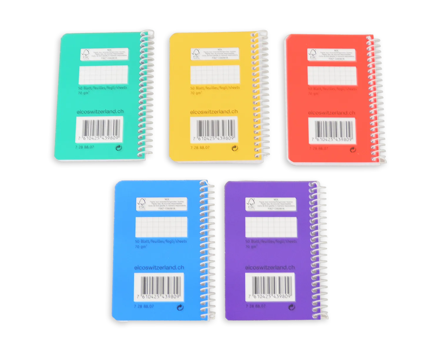 Spiralheft, ELCO, 74 x 111 mm, 70g/m2, assortiert