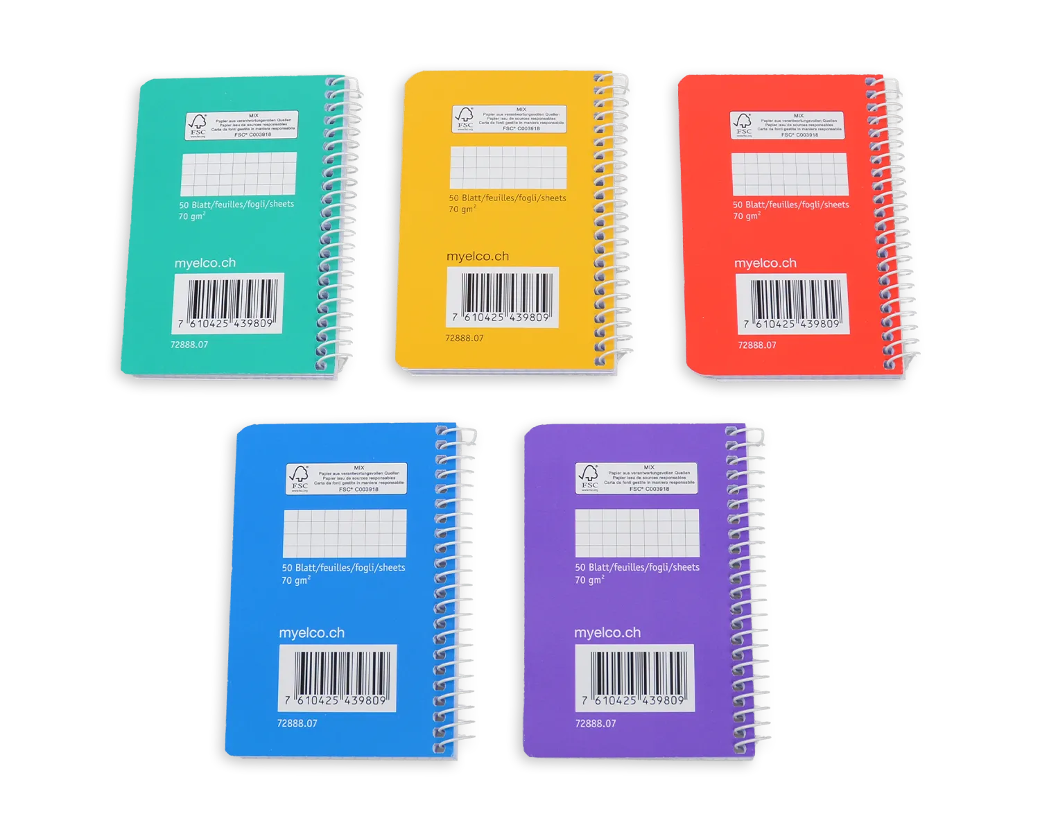 Spiralheft, ELCO, 74 x 111 mm, 70g/m2, assortiert