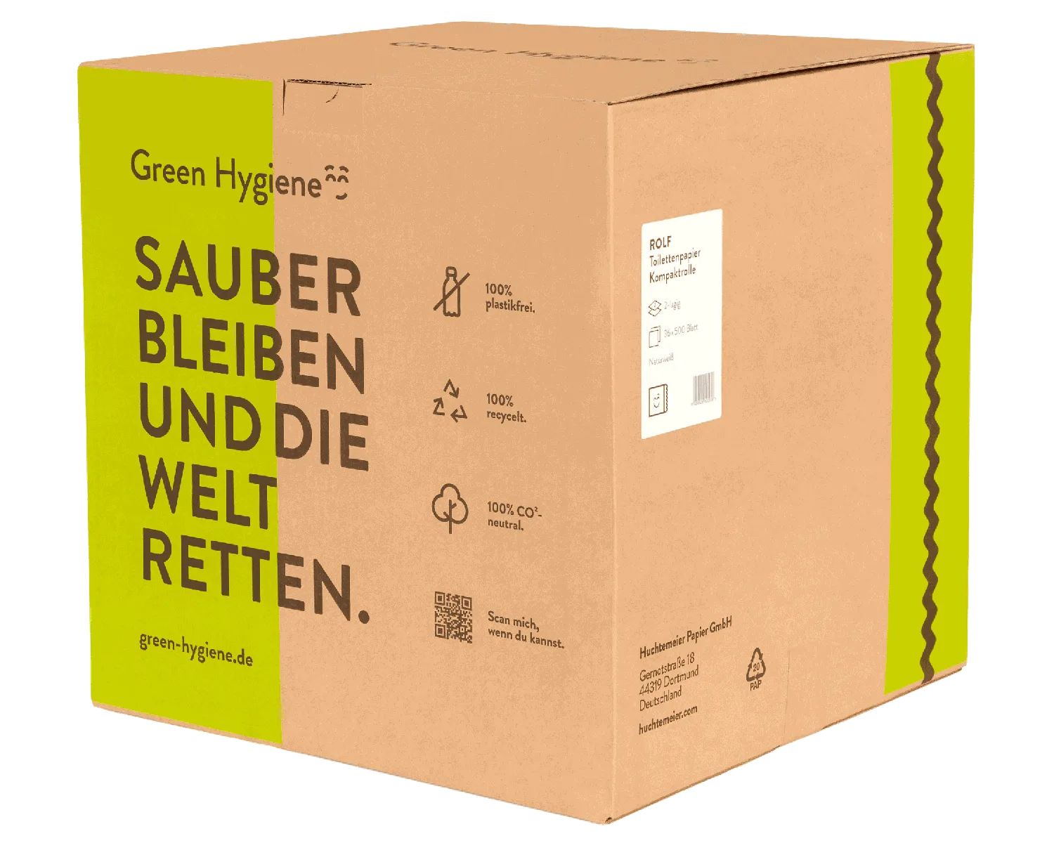 Toilettenpapier Rolf, 2-lagig, 500 Blatt (Blatt 9.5x11cm, H&uuml;lse 4cm, Rolle 13cm) - 36 Rollen