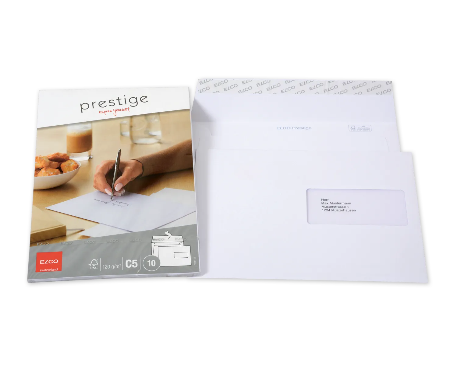 Couvert, ELCO Prestige, C5, Fenster Vorderseite rechts, Haftklebeverschluss, 120g/m2, weiss