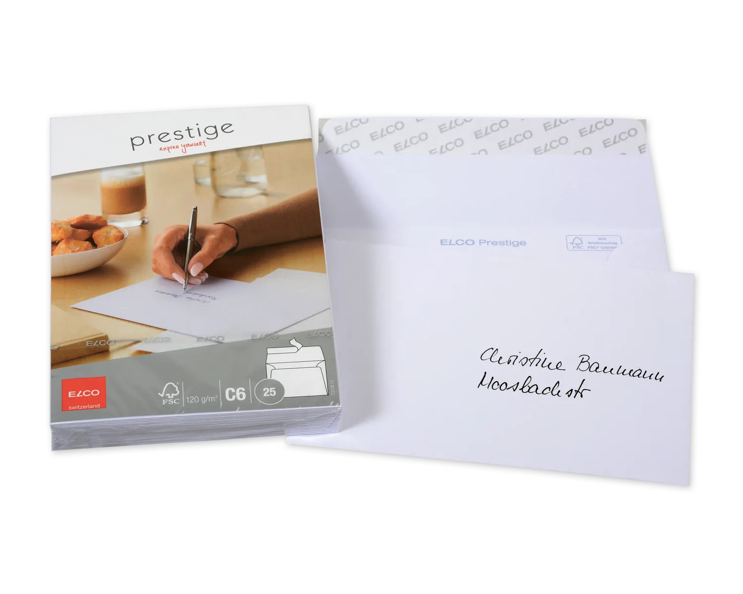 Couvert, ELCO Prestige, C6, ohne Fenster, Haftklebeverschluss, 120g/m2, weiss
