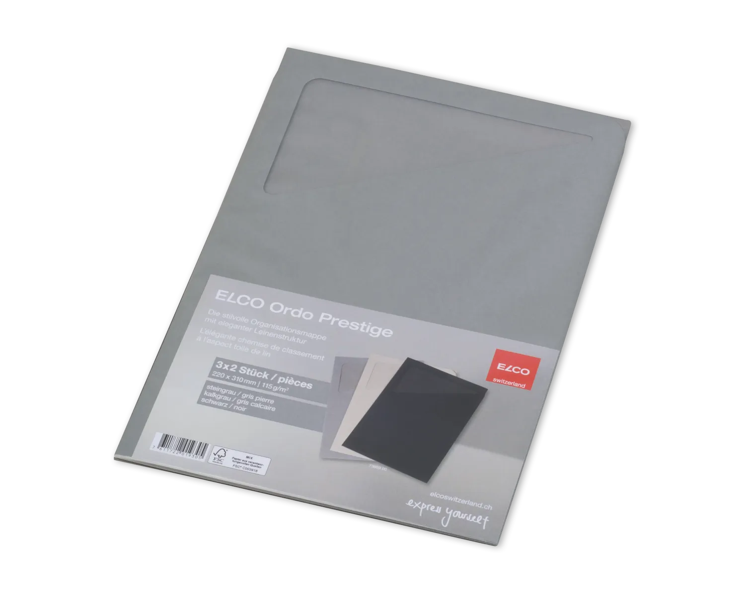Organisationsmappe, ELCO Ordo Prestige, 220 x 310 mm, 115g/m2, steingrau/kalkgrau/schwarz