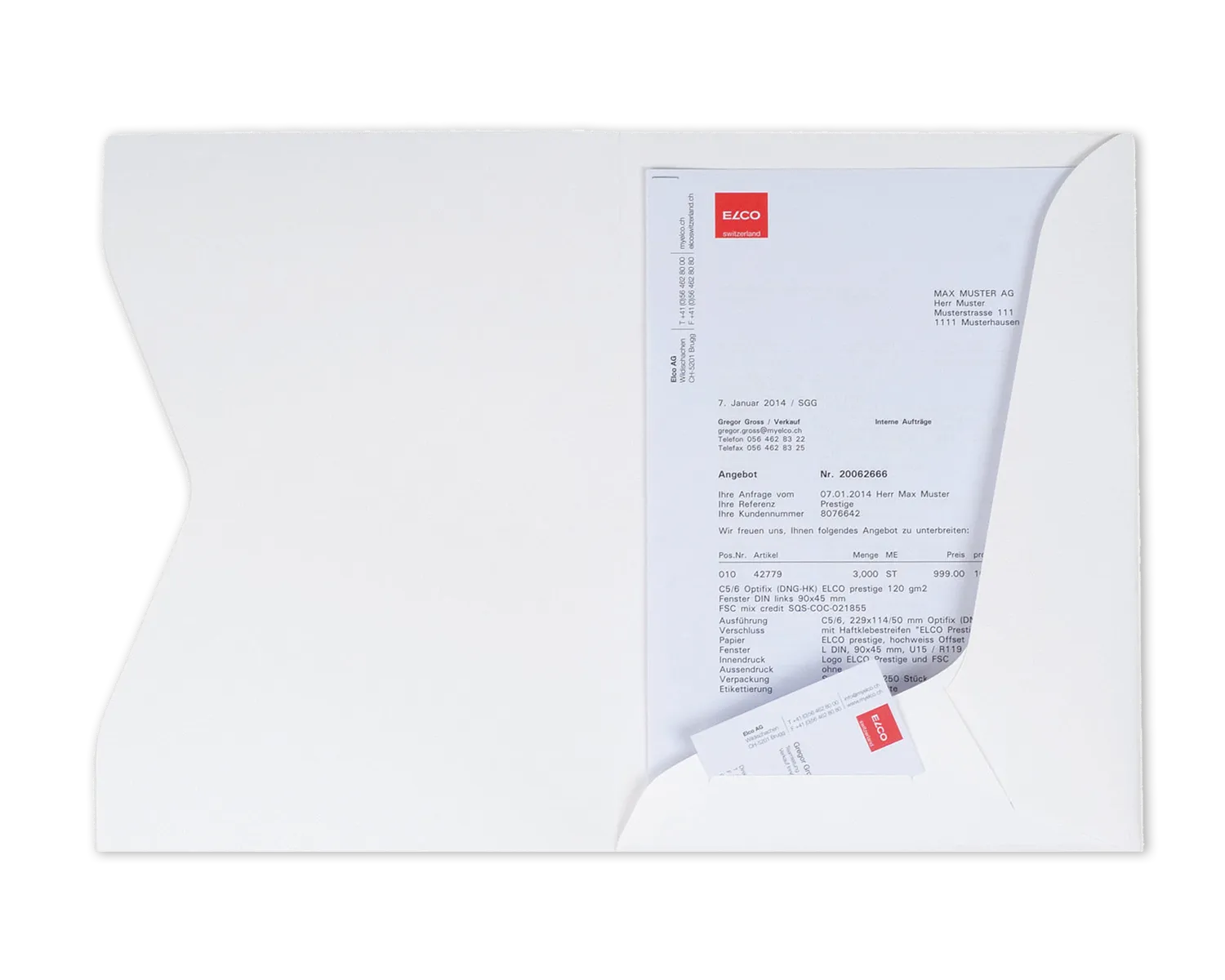 Offertmappe, ELCO Ordo Prestige, 225 x 315 mm, 270g/m2, weiss