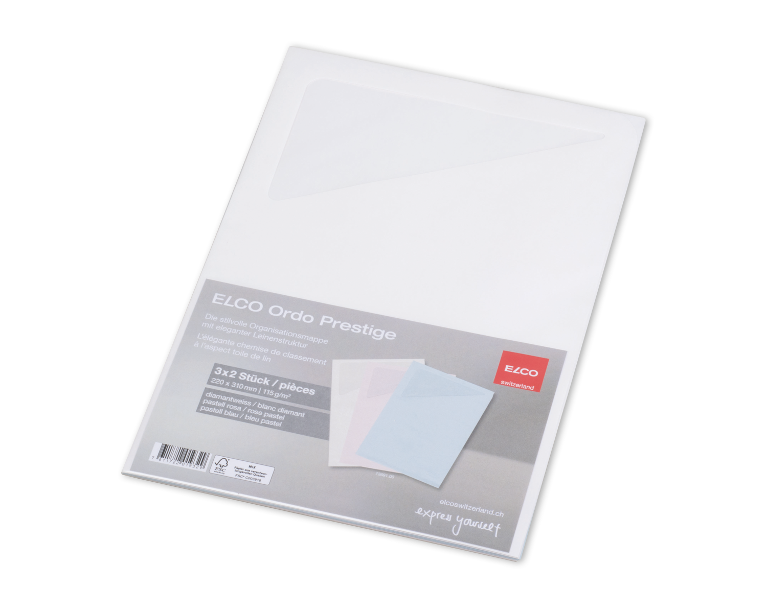 Image of Organisationsmappe, ELCO Ordo Prestige, 220 x 310 mm, 115g/m2, diamantweiss/pastell blau/pastell rosa