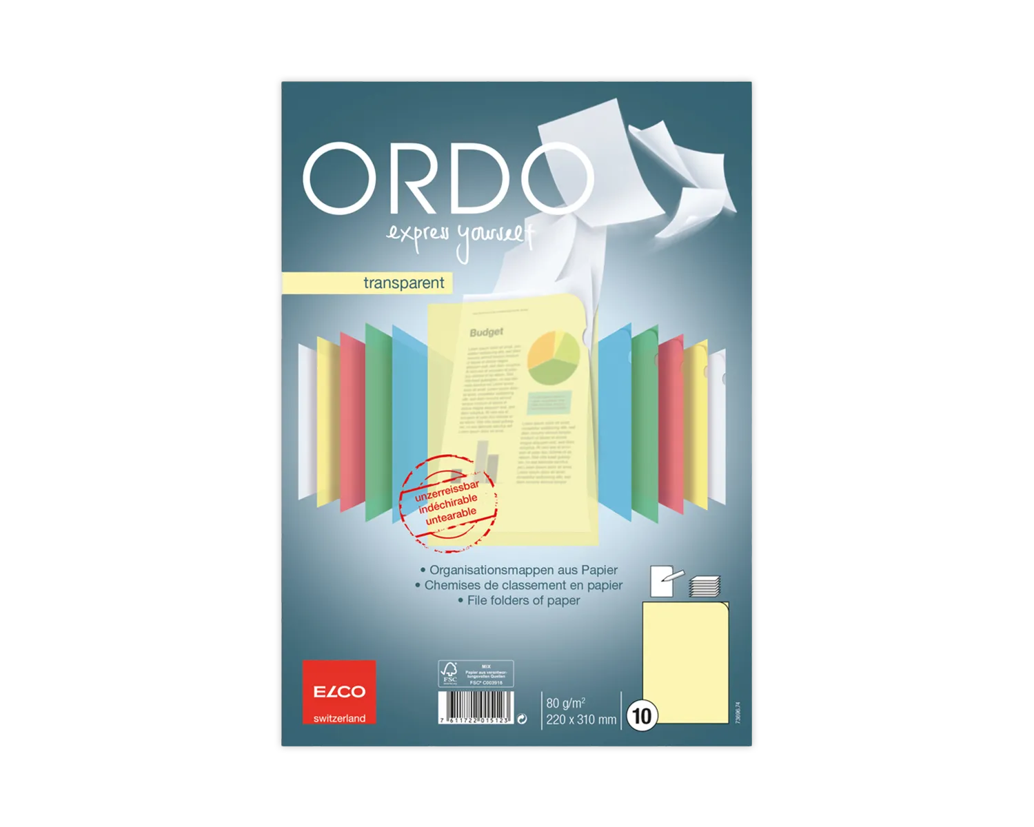 Organisationsmappe, ELCO Ordo Transparent, 220 x 310 mm, 80g/m2, gelb