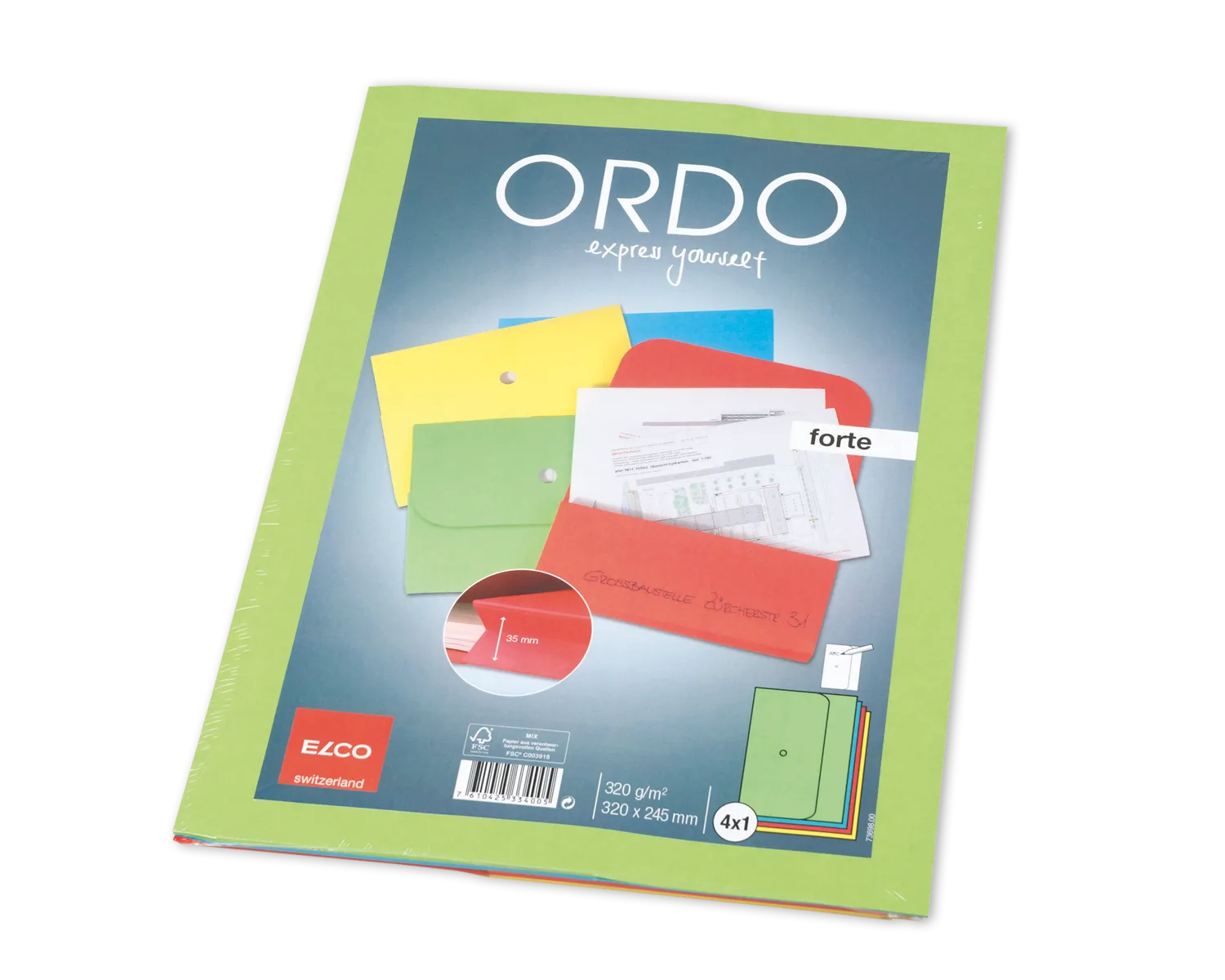Organisationsmappe, ELCO Ordo Forte, 320 x 245 mm, 320g/m2, assortiert