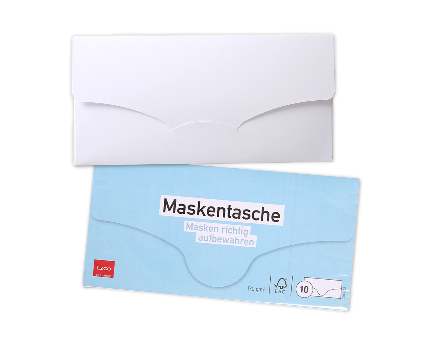 Image of Maskentasche, ELCO, C5/6, ohne Fenster, Ungummiert, Steckverschluss, 170g/m2, weiss