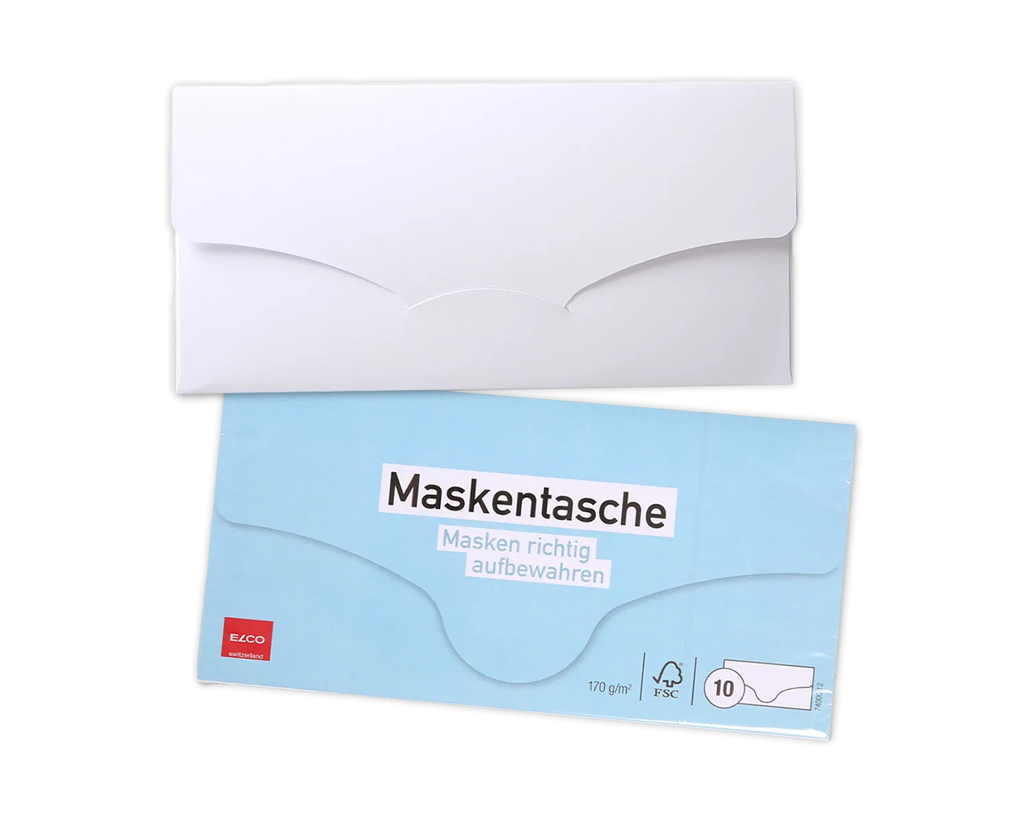 Maskentasche, ELCO, C5/6, ohne Fenster, Ungummiert, Steckverschluss, 170g/m2, weiss