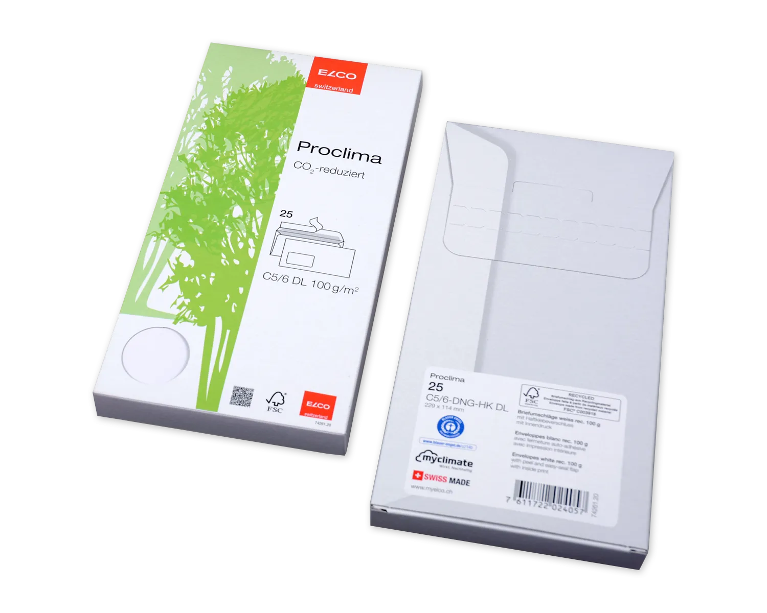 Couvert, ELCO Proclima, C5/6, Fenster Vorderseite links, Haftklebeverschluss, 100g/m2, weiss