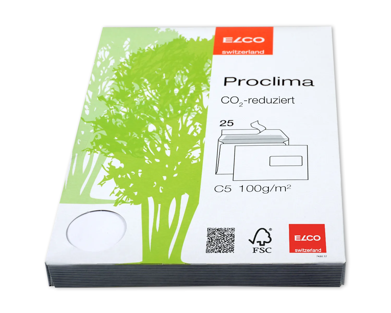 Couvert, ELCO Proclima, C5, Fenster Vorderseite rechts, Haftklebeverschluss, 100g/m2, weiss