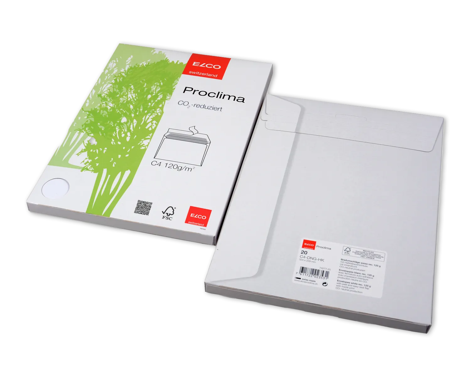 Enveloppe, ELCO Proclima, C4, Sans fen&ecirc;tre, Fermeture auto-adh&eacute;sive, 120g/m2, blanc naturel