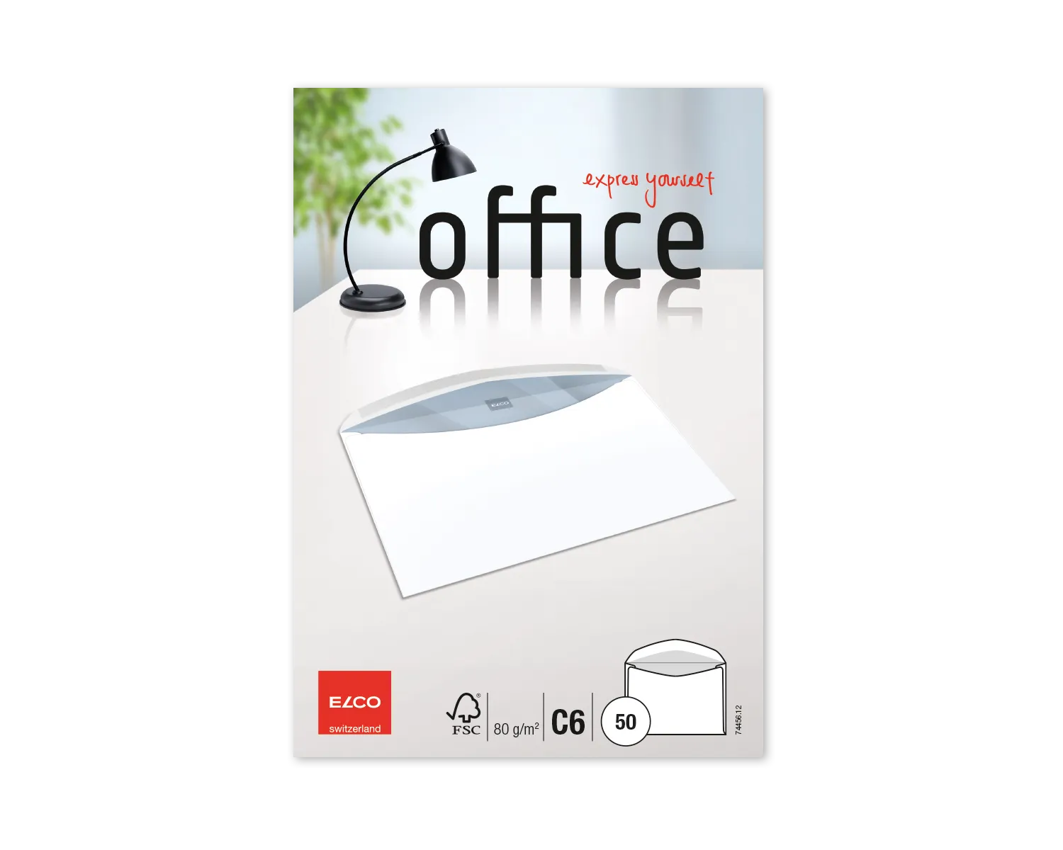 Enveloppe, ELCO Office, C6, Sans fen&ecirc;tre, Patte gomm&eacute;e, 80g/m2, blanc