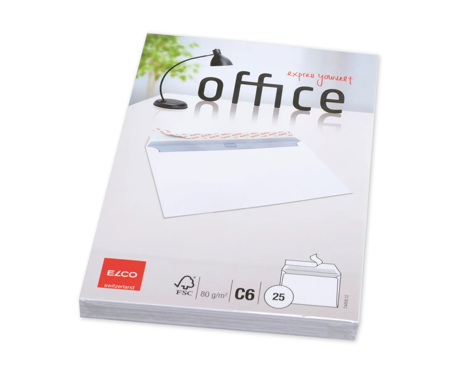 Couvert, ELCO Office, C6, ohne Fenster, Haftklebeverschluss, 80g/m2, weiss