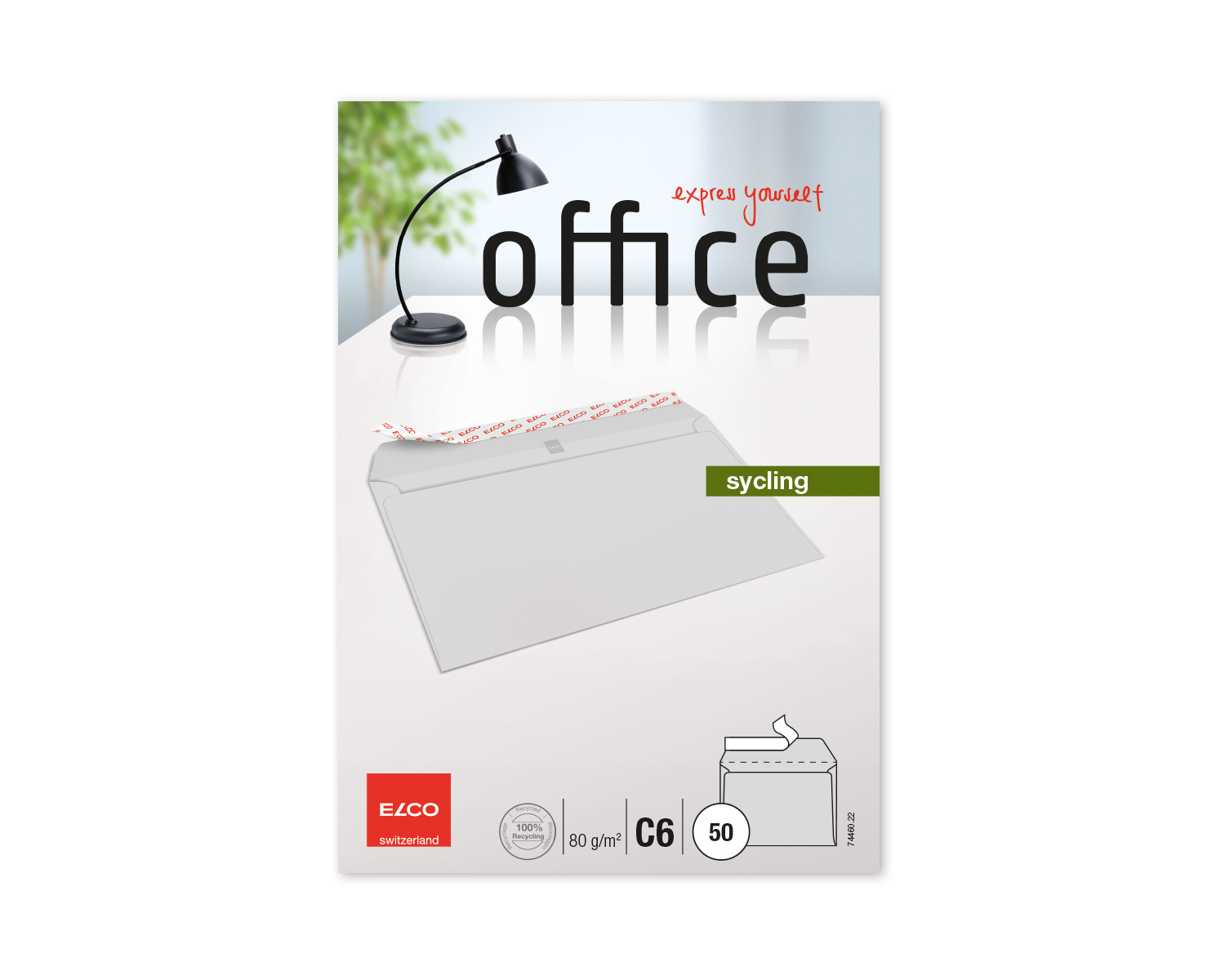 Enveloppe, ELCO Office, C6, Sans fenêtre, Fermeture auto-adhésive, 80g/m2, gris