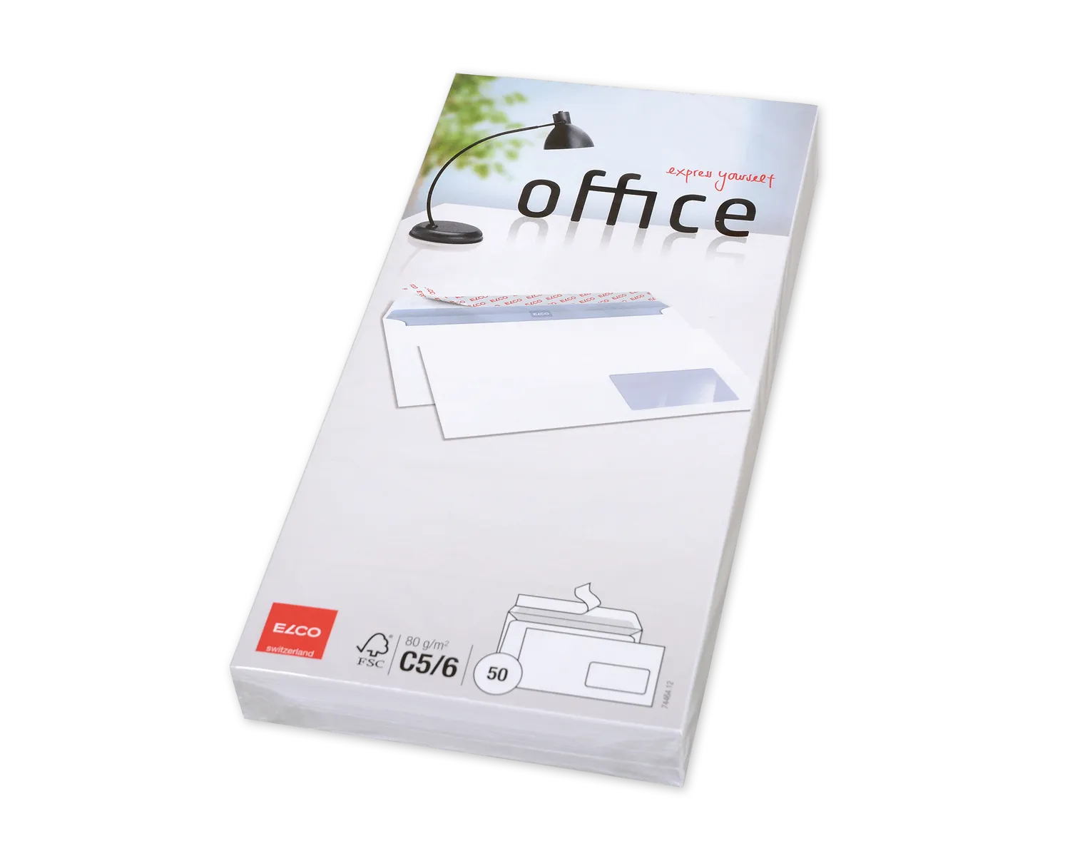 Couvert, ELCO Office, C5/6, Fenster Vorderseite rechts, Haftklebeverschluss, 80g/m2, weiss