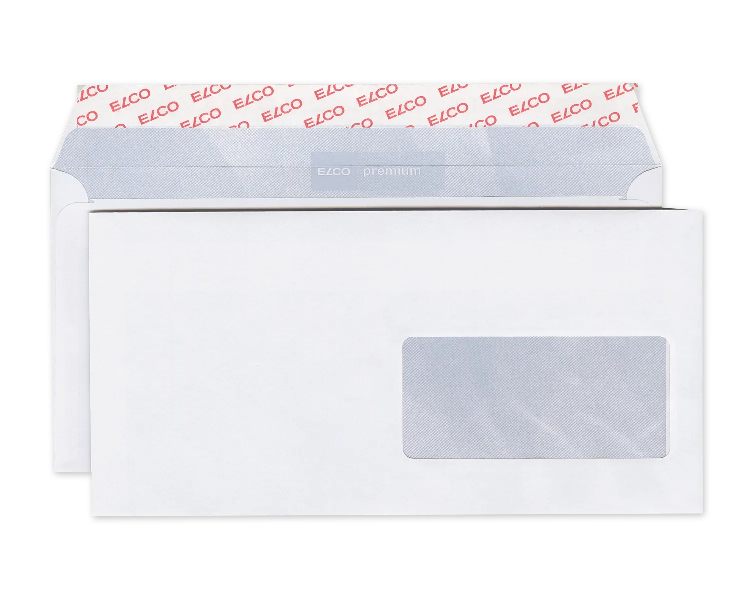 Couvert, ELCO Office, C5/6, Fenster Vorderseite rechts, Haftklebeverschluss, 80g/m2, weiss