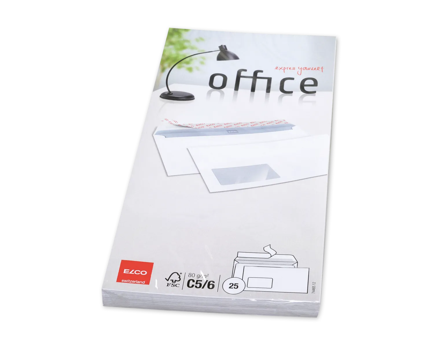 Couvert, ELCO Office, C5/6, Fenster Vorderseite links, Haftklebeverschluss, 80g/m2, weiss