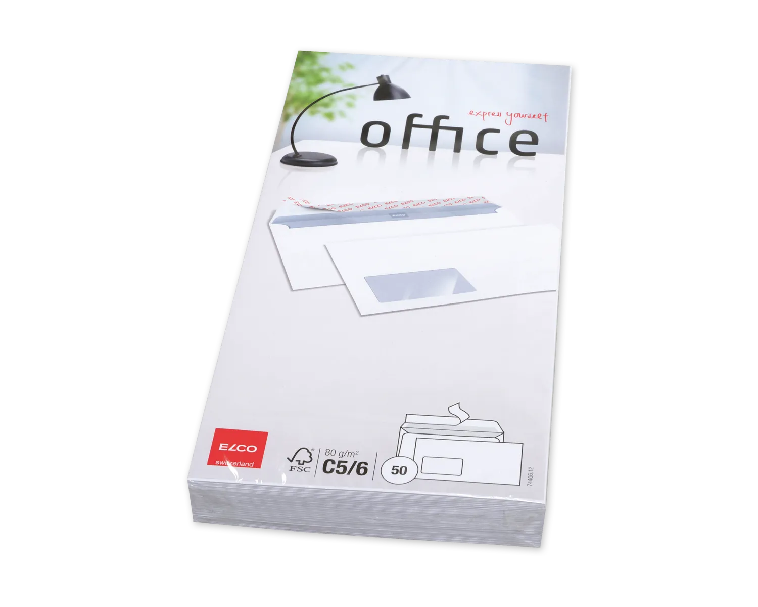 Couvert, ELCO Office, C5/6, Fenster Vorderseite links, Haftklebeverschluss, 80g/m2, weiss