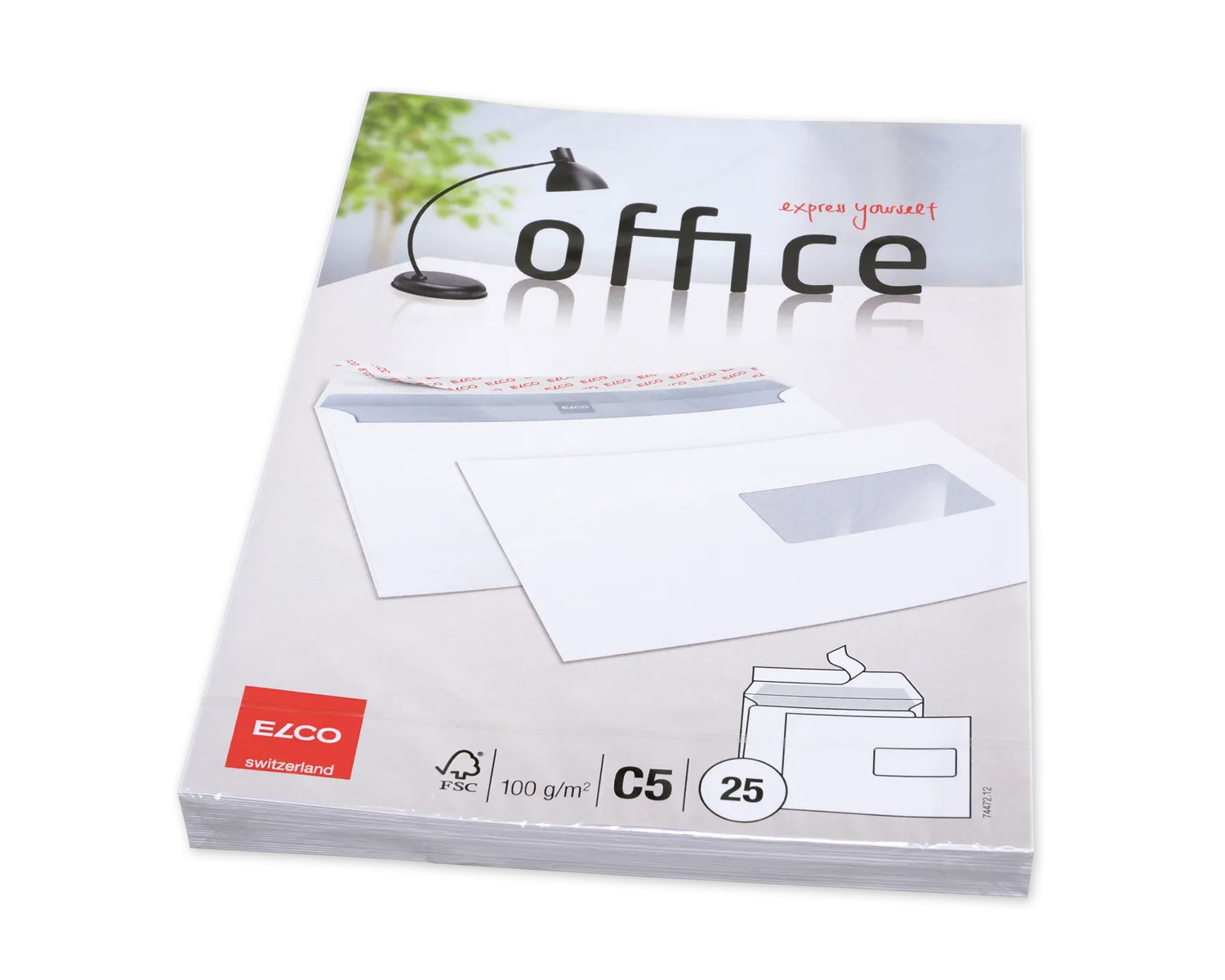 Couvert, ELCO Office, C5, Fenster Vorderseite rechts, Haftklebeverschluss, 100g/m2, weiss
