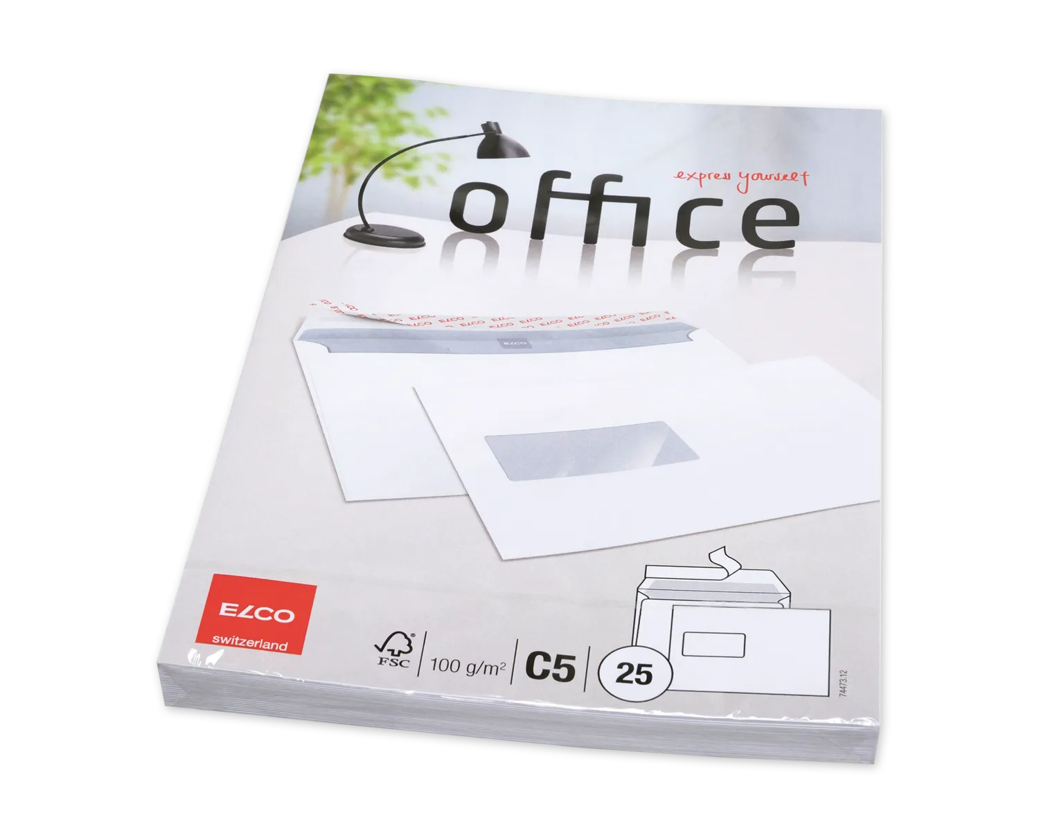 Couvert, ELCO Office, C5, Fenster Vorderseite links, Haftklebeverschluss, 100g/m2, weiss