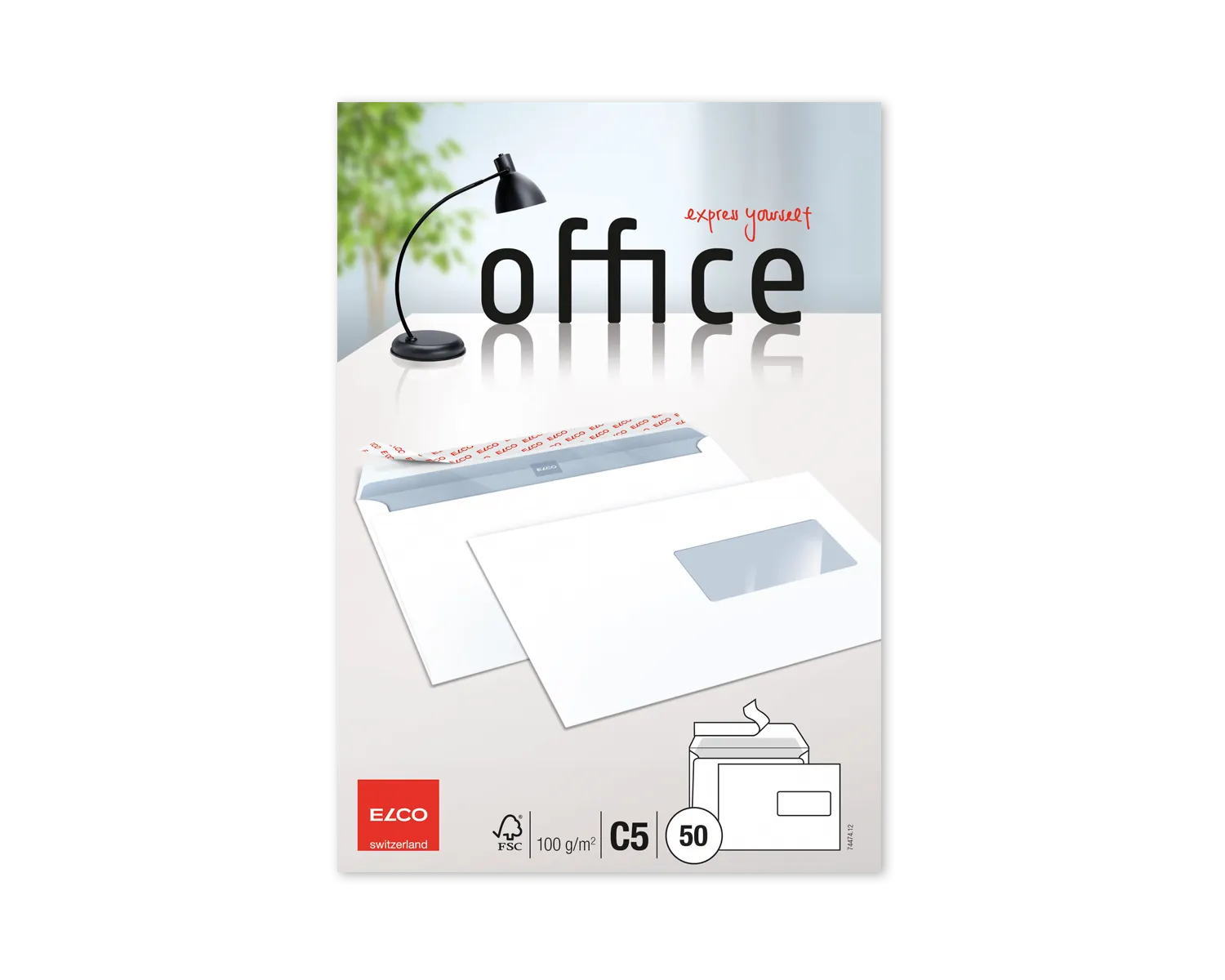 Couvert, ELCO Office, C5, Fenster Vorderseite rechts, Haftklebeverschluss, 100g/m2, weiss