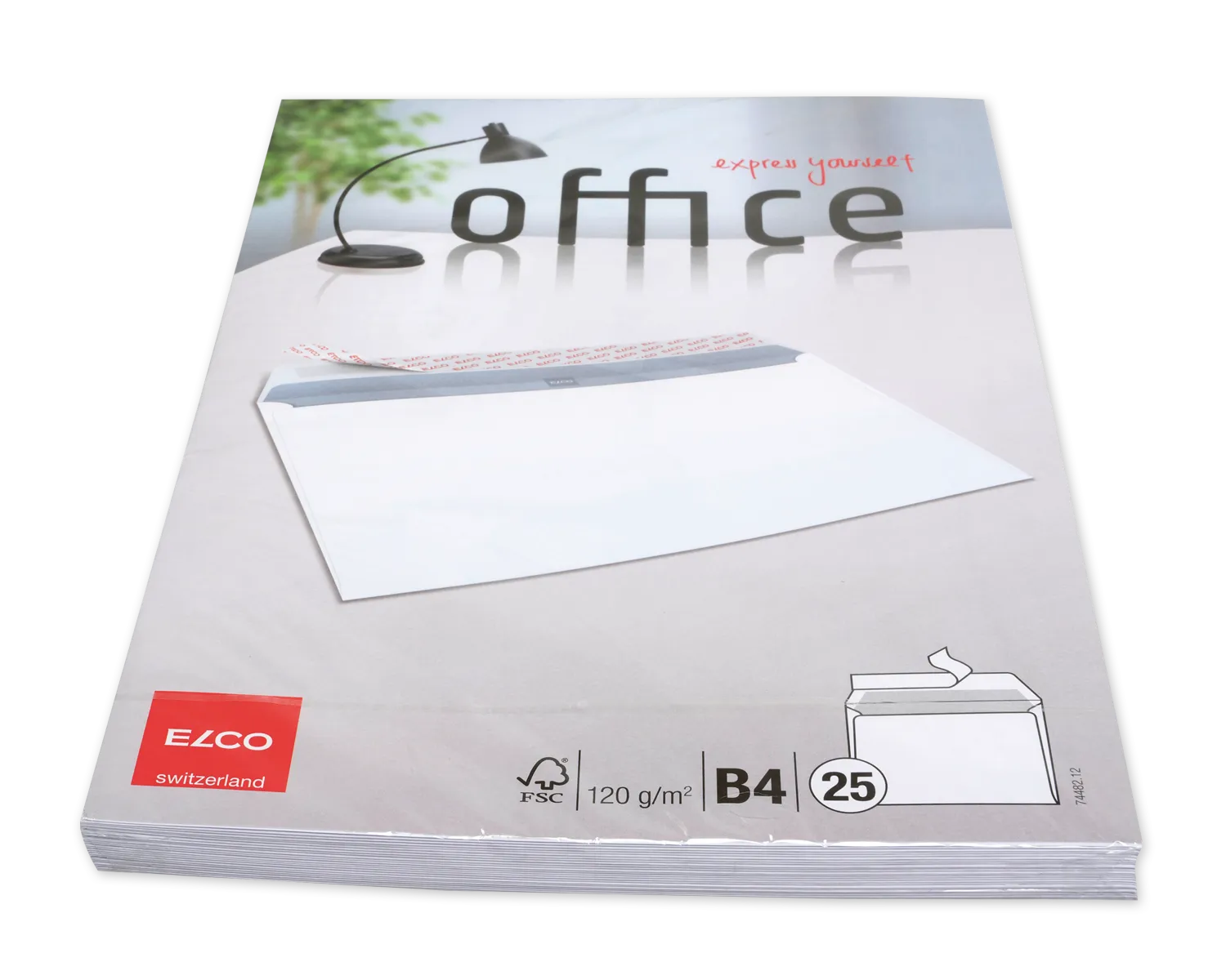 Couvert, ELCO Office, B4, ohne Fenster, Haftklebeverschluss, 120g/m2, weiss