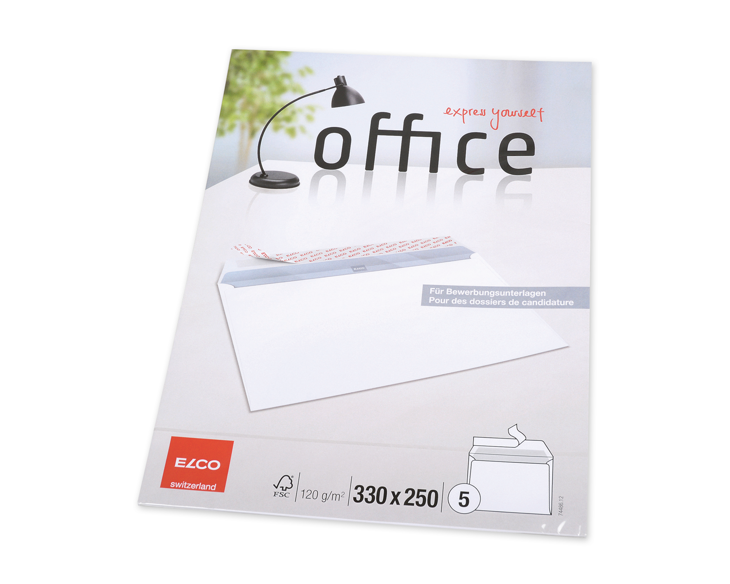 Image of Couvert, ELCO Office, 330 x 250 mm, ohne Fenster, Haftklebeverschluss, 120g/m2, weiss