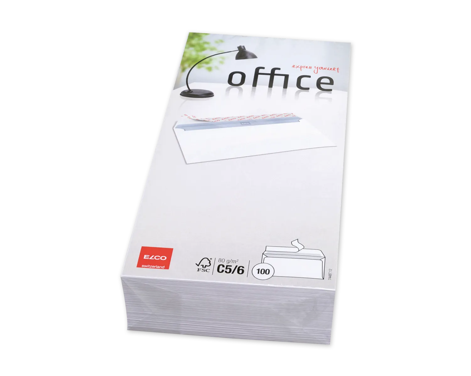 Couvert, ELCO Office, C5/6, ohne Fenster, Haftklebeverschluss, 80g/m2, weiss