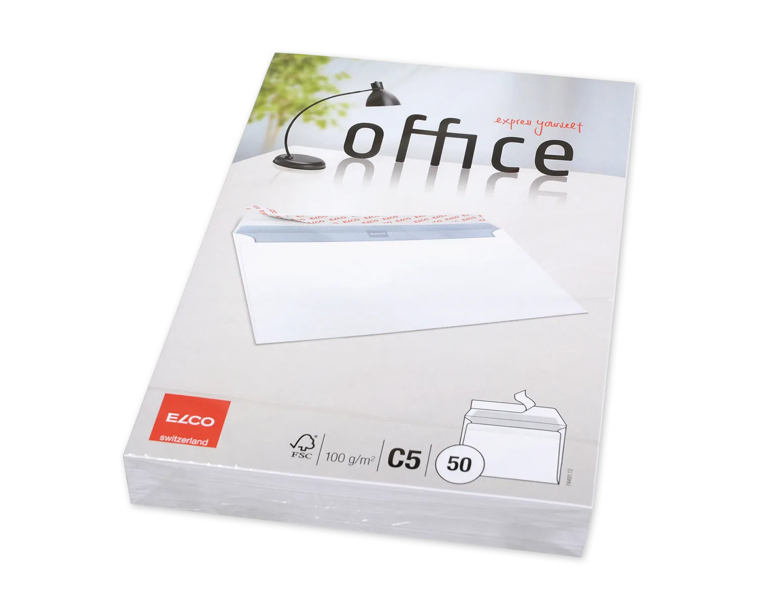 Couvert, ELCO Office, C5, ohne Fenster, Haftklebeverschluss, 100g/m2, weiss