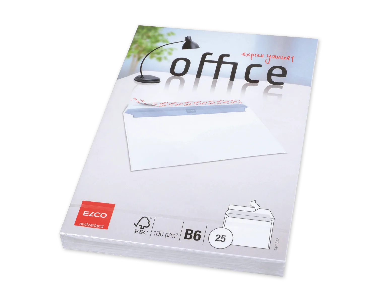 Couvert, ELCO Office, B6, ohne Fenster, Haftklebeverschluss, 100g/m2, weiss