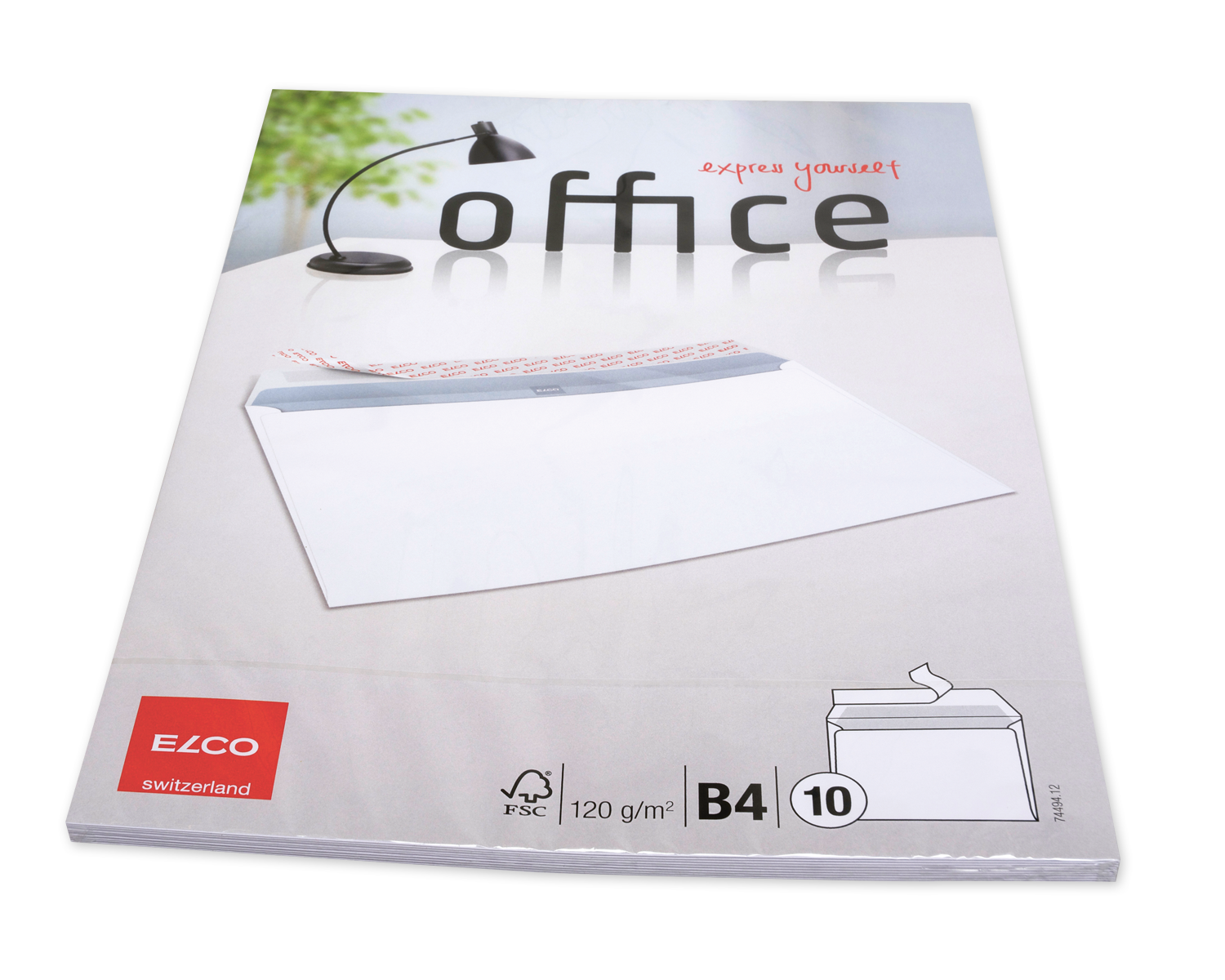Enveloppe, ELCO Office, B4, Sans fenêtre, Fermeture auto-adhésive, 120g/m2, blanc