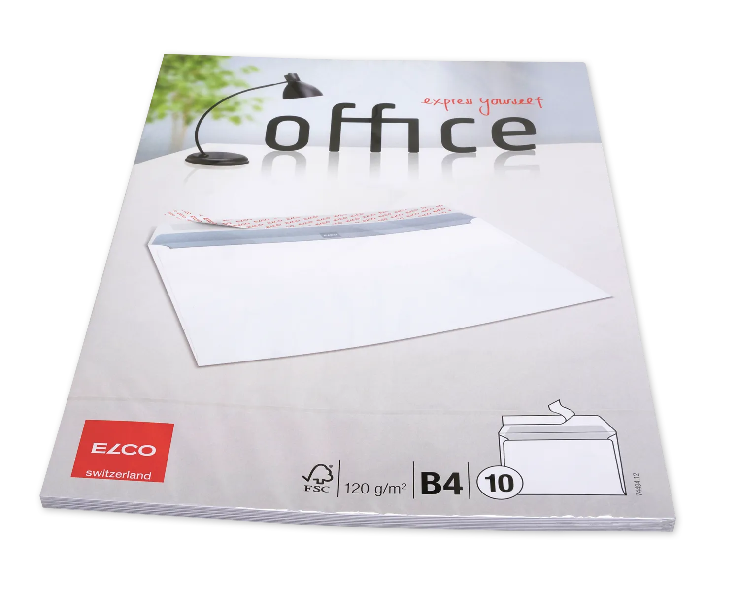 Enveloppe, ELCO Office, B4, Sans fen&ecirc;tre, Fermeture auto-adh&eacute;sive, 120g/m2, blanc