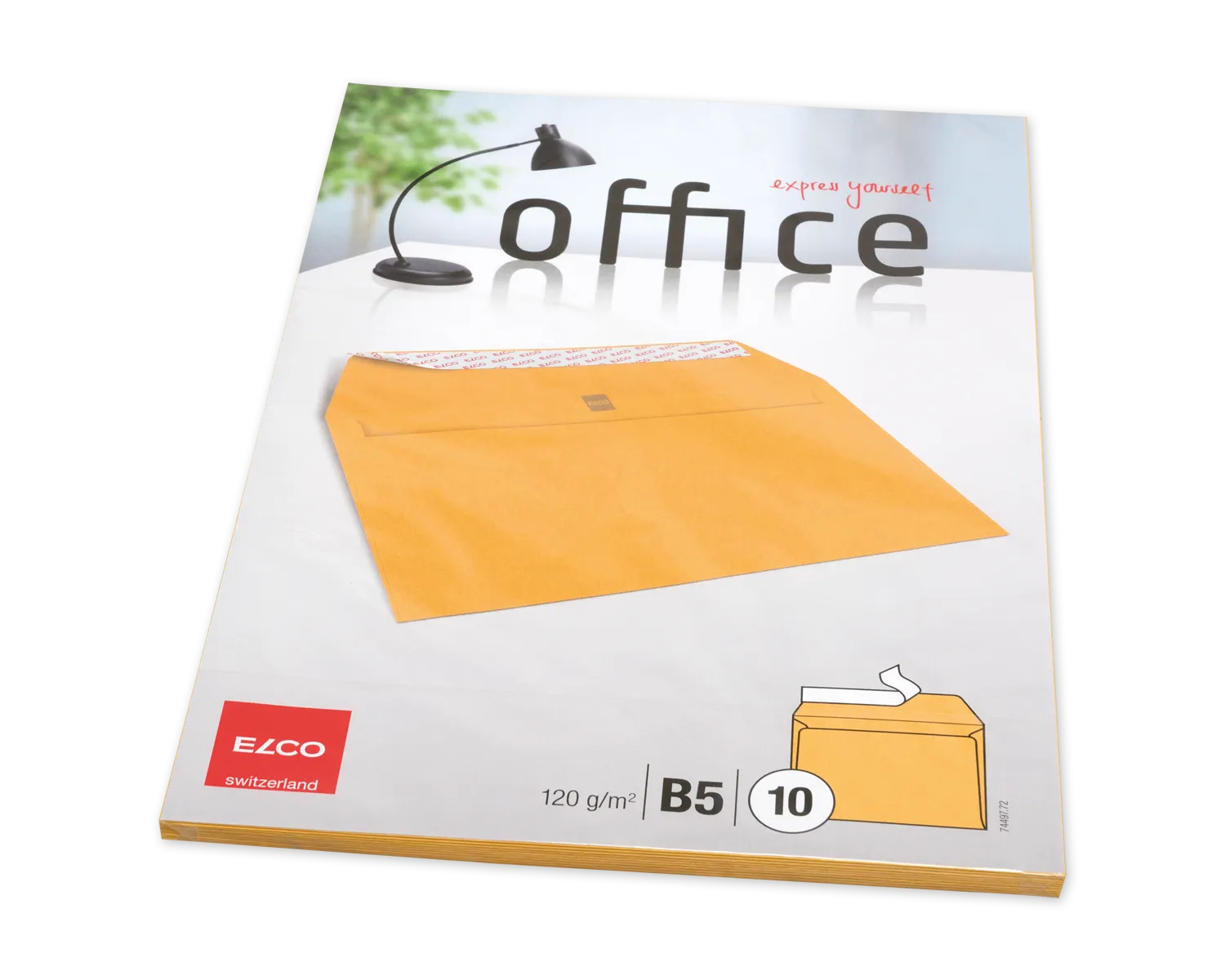 Enveloppe, ELCO Office, B5, Sans fen&ecirc;tre, Fermeture auto-adh&eacute;sive, 120g/m2, jaune