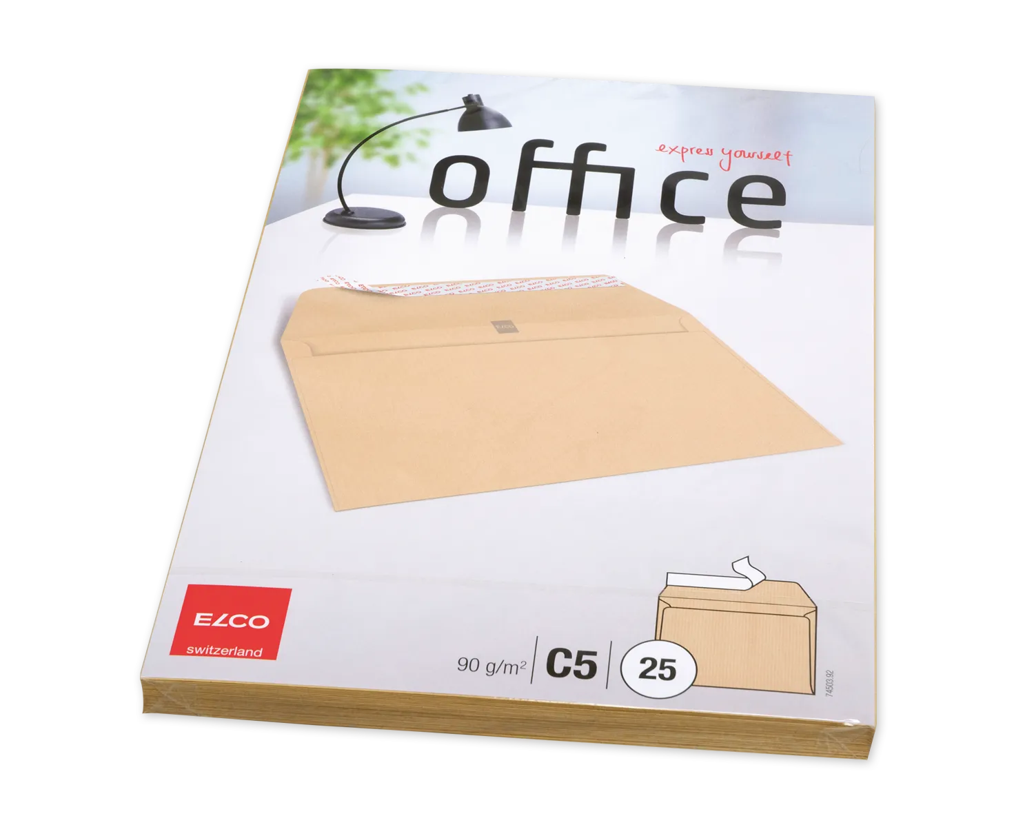 Enveloppe, ELCO Office, C5, Sans fen&ecirc;tre, Fermeture auto-adh&eacute;sive, 90g/m2, brun
